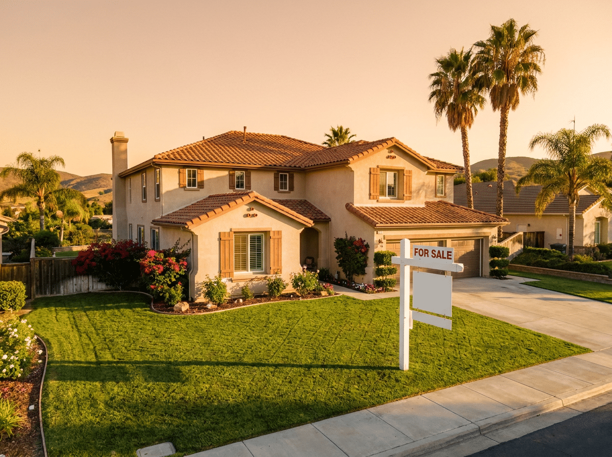 Southern California rental home with For Sale sign — landlord guide to selling with tenants in place